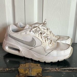 Nike Air Max White and Silver Swoosh Sneakers